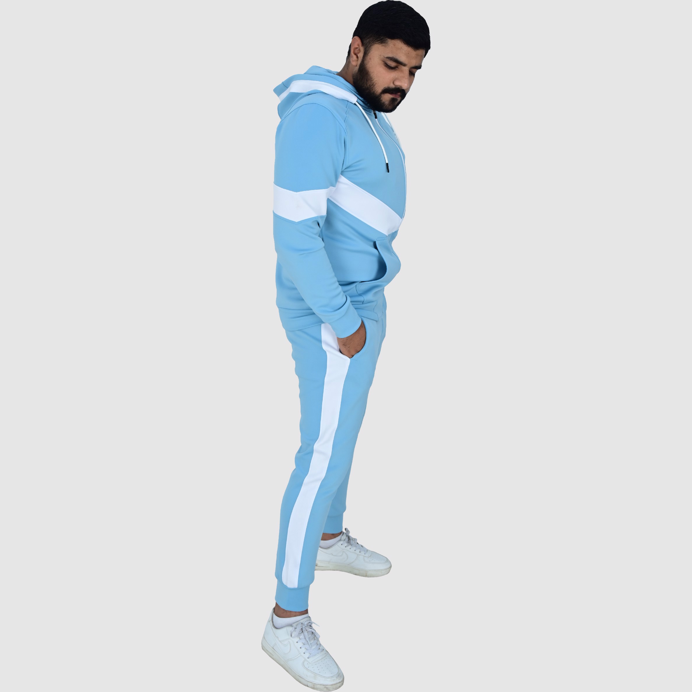 Custom Design Men's Knitted Tracksuit Sublimation Fashion Slim Fit with Sleeve  Panel Print OEM 