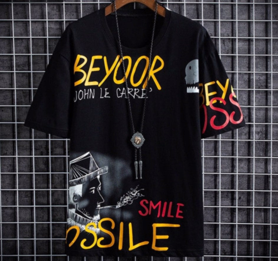 High Quality Sleek Black Design Printed T Shirt With Versatile And Comfortable Fabric