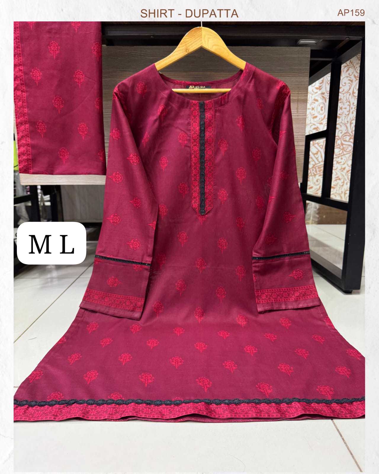 Printed Lawn 2 piece shirt duppata with lace derailing on duppata Available in affordable prices 