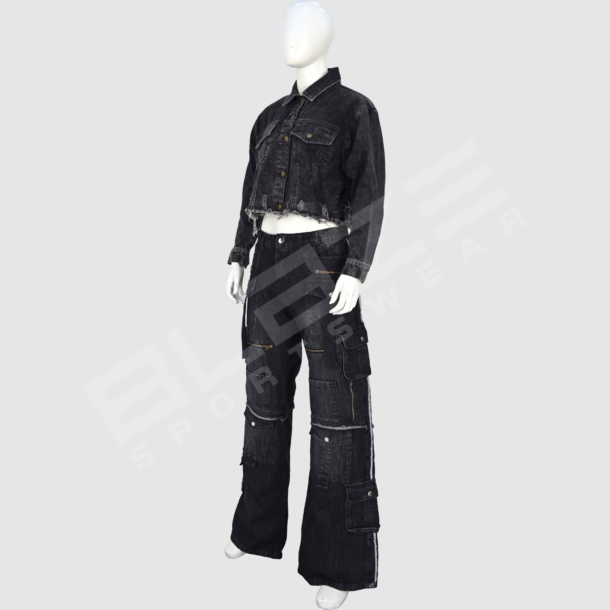 Customized Men's Jeans Streetwear Hip Hop Casual Wide Leg Jeans Stone Washed Loose Straight Baggy  - view 11
