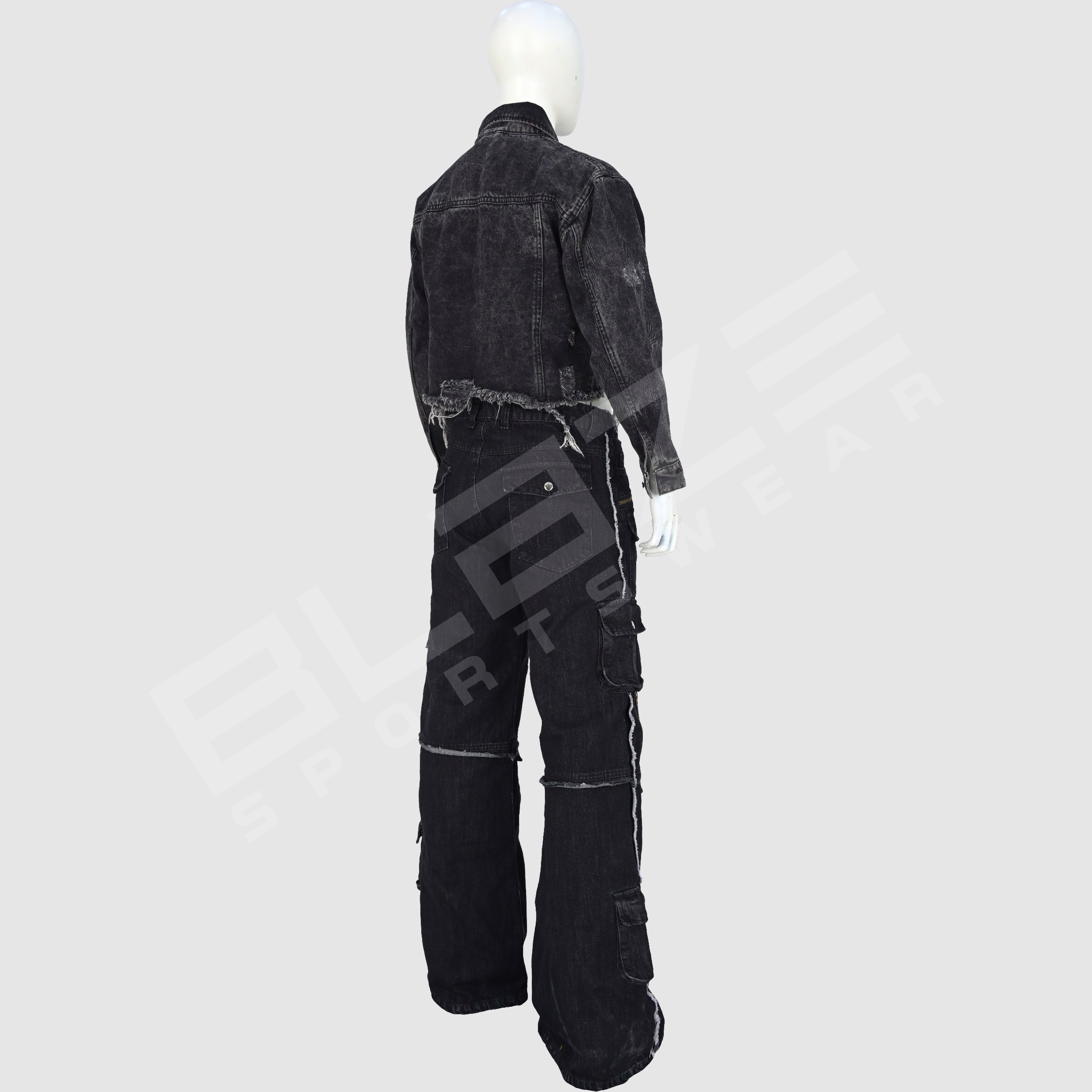 Customized Men's Jeans Streetwear Hip Hop Casual Wide Leg Jeans Stone Washed Loose Straight Baggy  - view 13