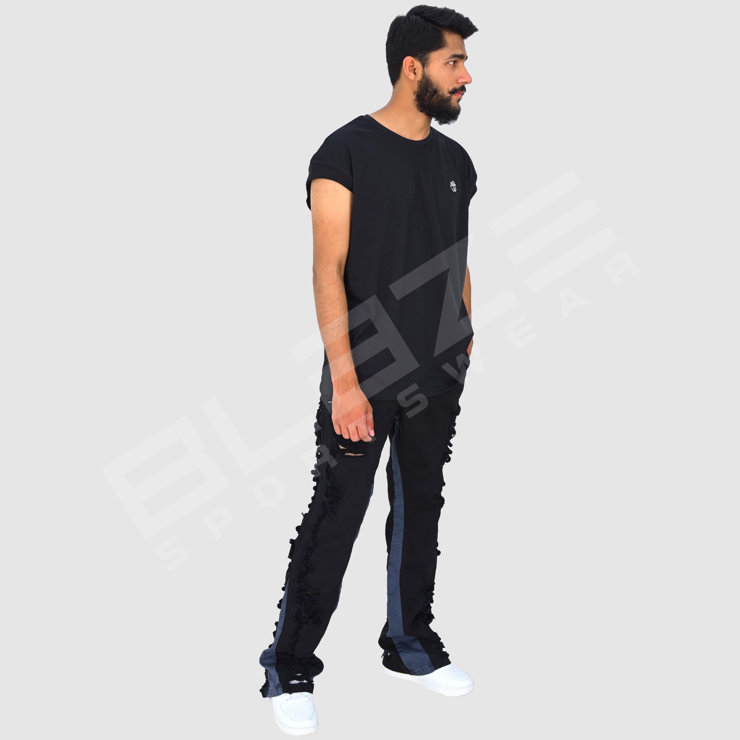 OEM Unisex Jeans Streetwear Hip Hop Casual Wide Leg Jeans Stone Washed Loose Straight Baggy 