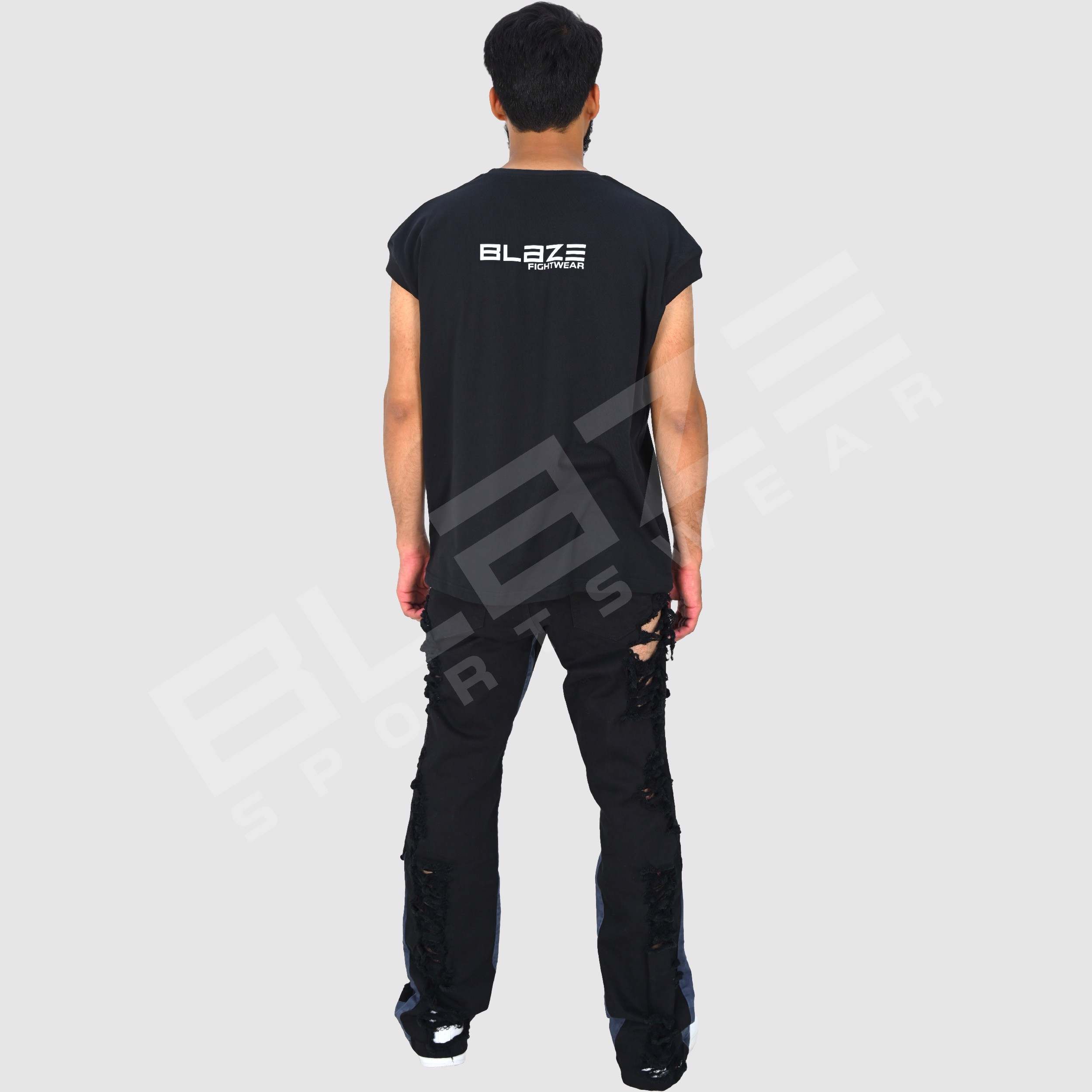 OEM Unisex Jeans Streetwear Hip Hop Casual Wide Leg Jeans Stone Washed Loose Straight Baggy  - view 4