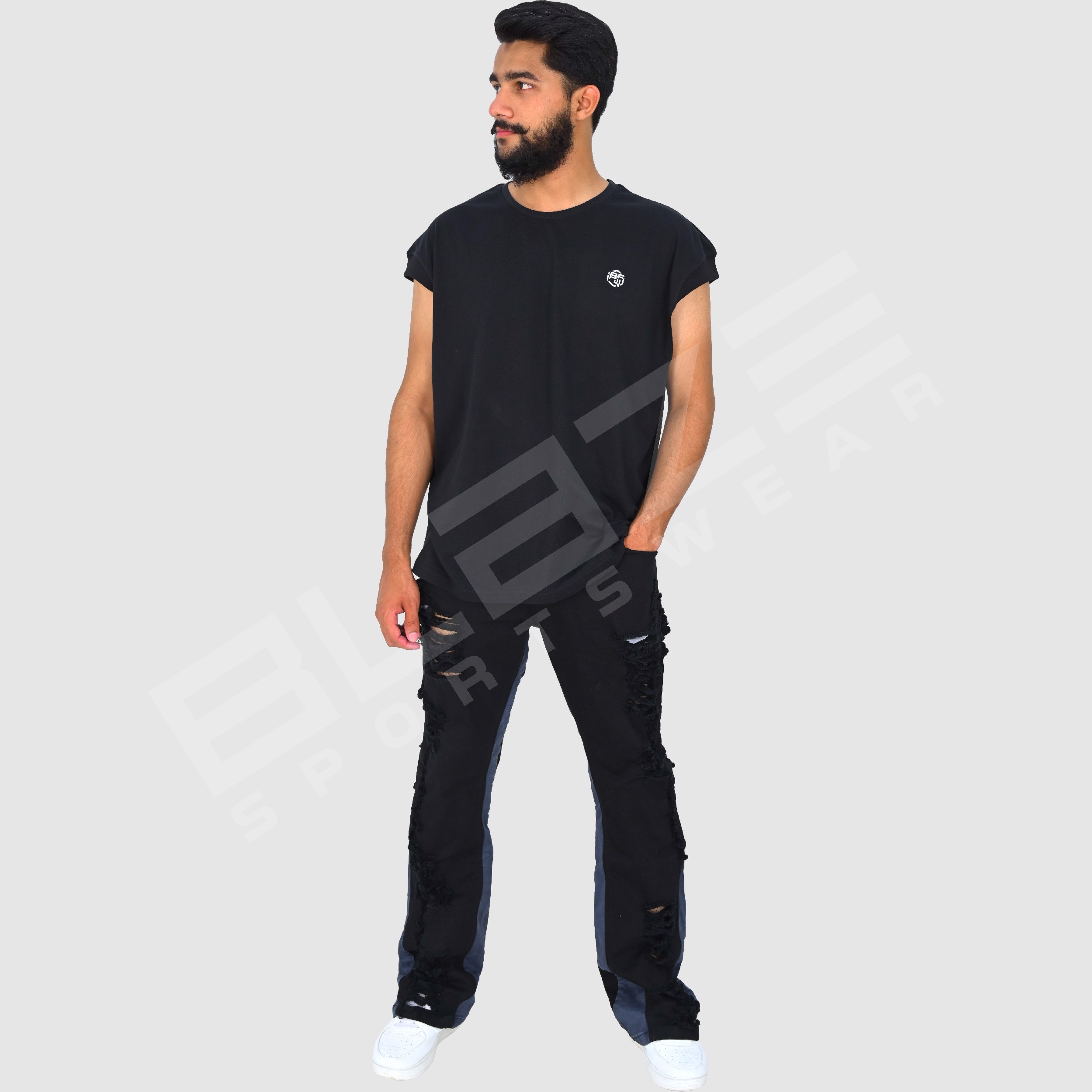 OEM Unisex Jeans Streetwear Hip Hop Casual Wide Leg Jeans Stone Washed Loose Straight Baggy  - view 17