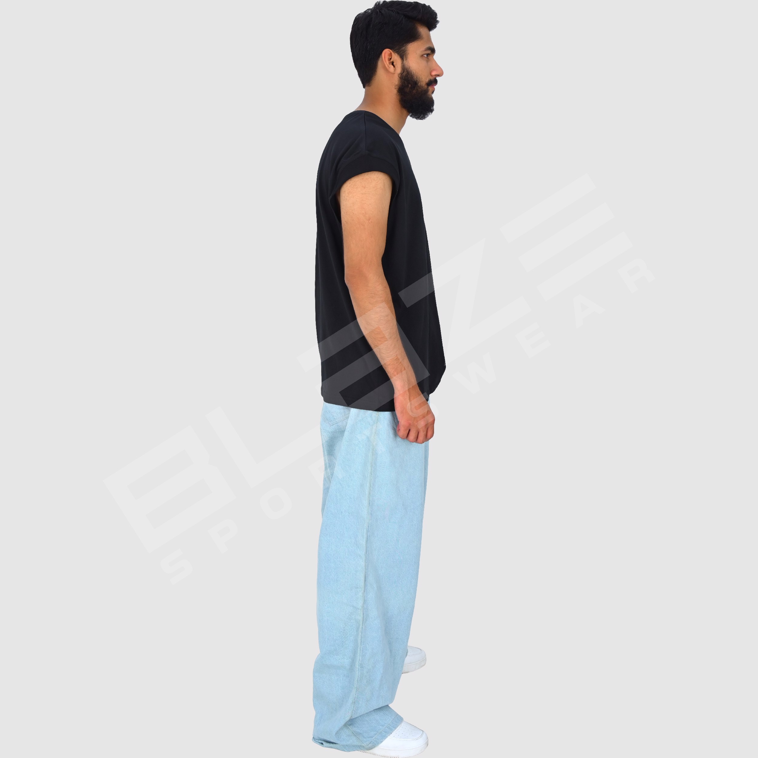 Customized Men'S Jeans Streetwear Hip Hop Casual Wide Leg Jeans Stone Washed Loose Straight Baggy 
