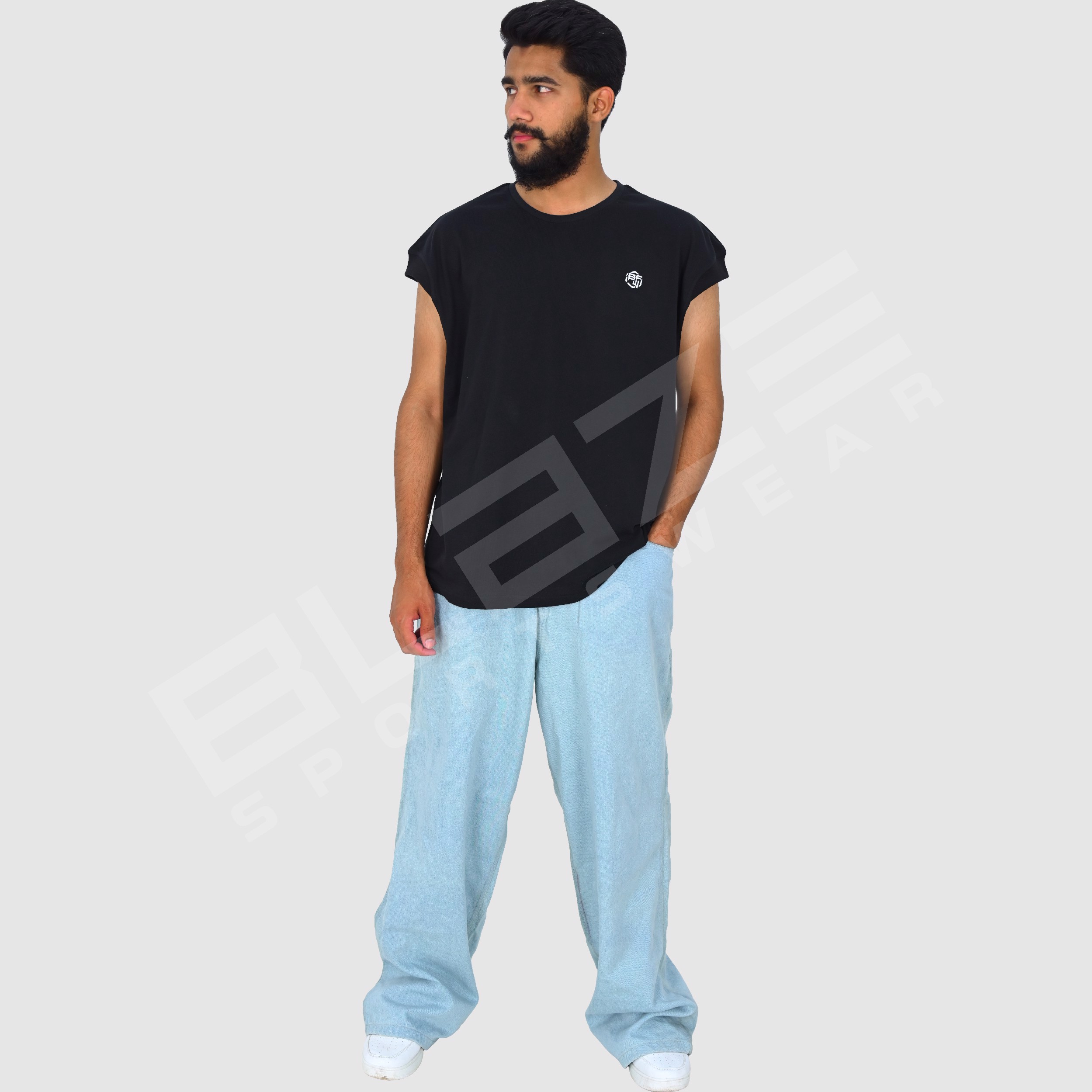 Customized Men'S Jeans Streetwear Hip Hop Casual Wide Leg Jeans Stone Washed Loose Straight Baggy  - view 6