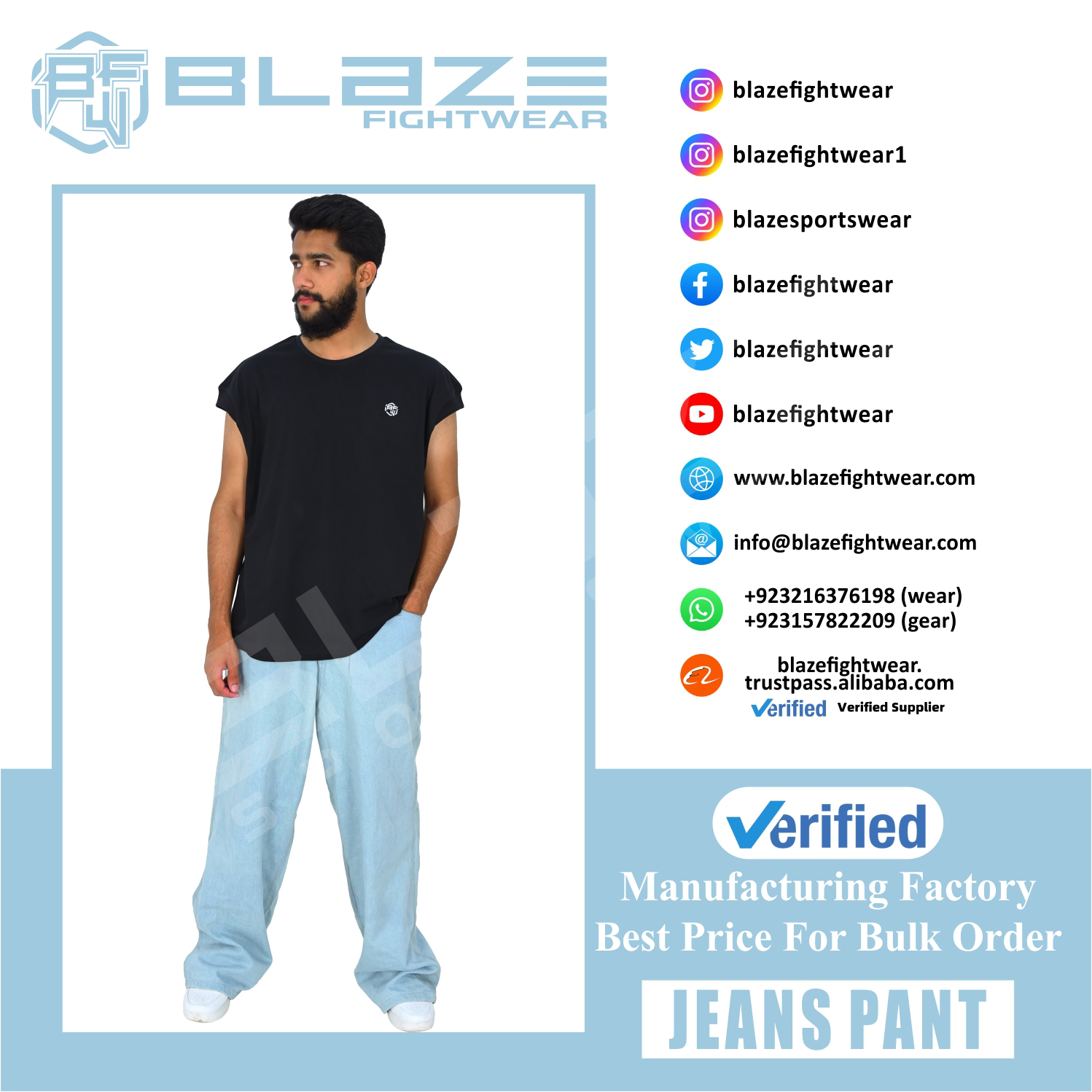 Customized Men'S Jeans Streetwear Hip Hop Casual Wide Leg Jeans Stone Washed Loose Straight Baggy  - view 10