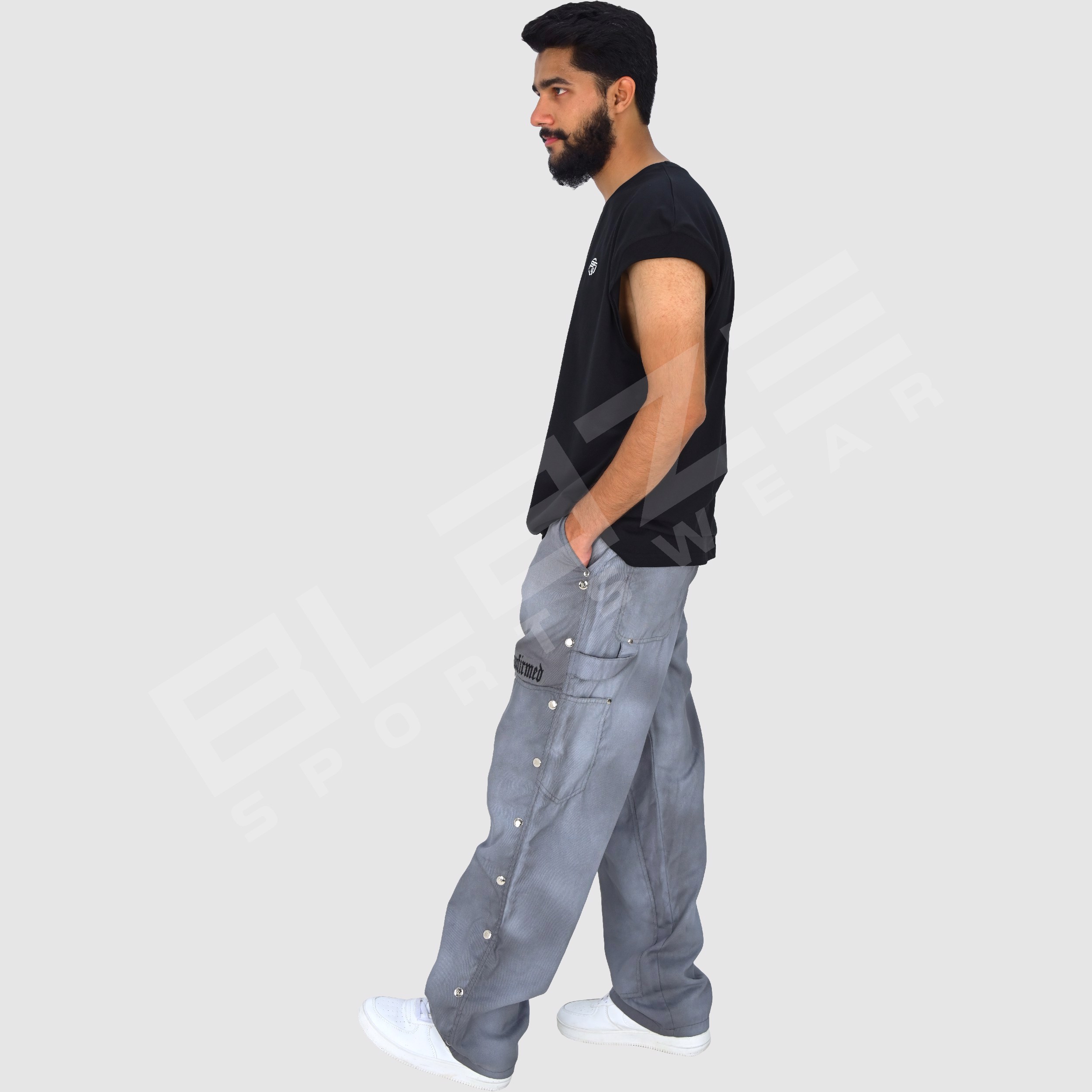 Custom high quality distressed wide leg mens jeans streetwear clothes denim pants custom cargo baggy - view 5