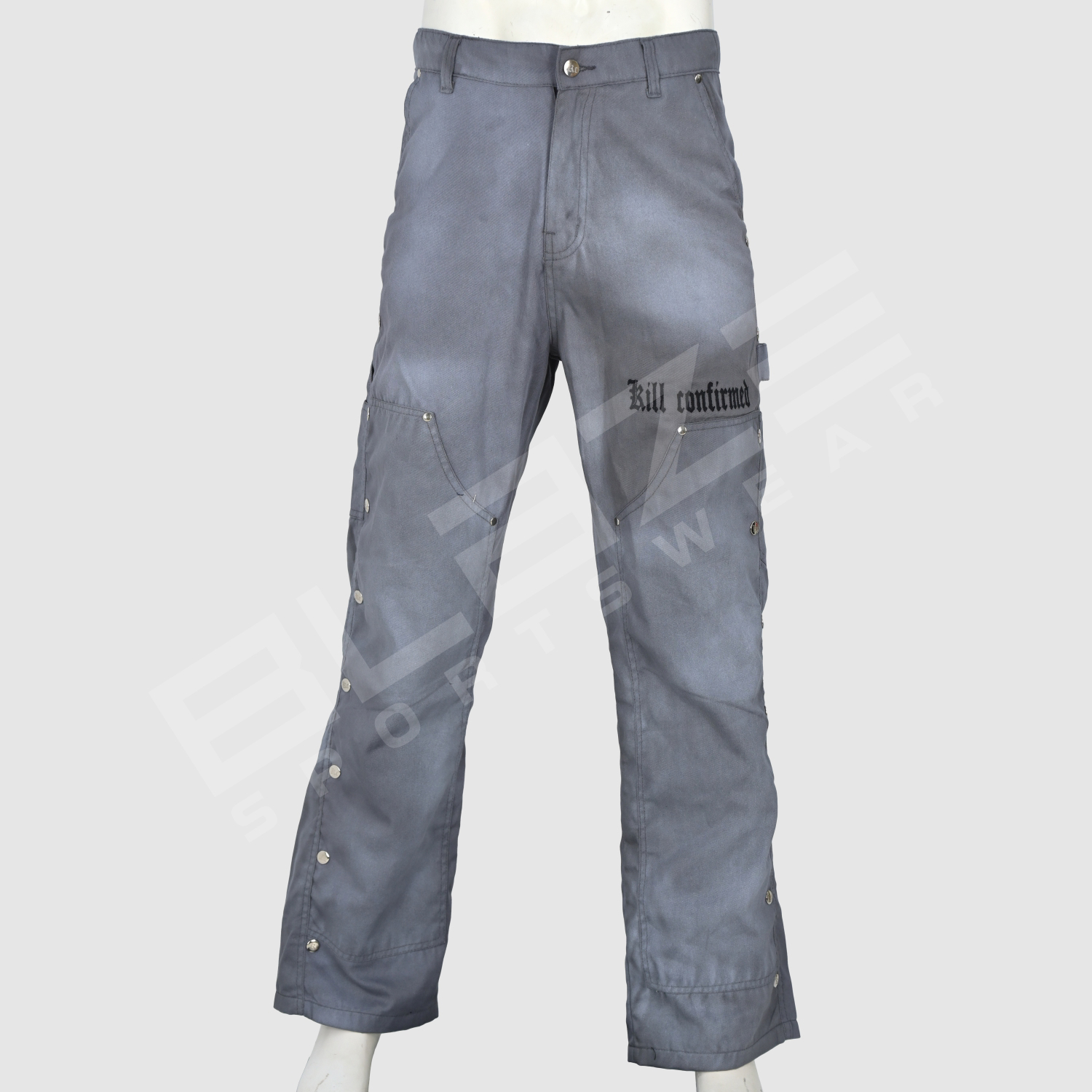 Custom high quality distressed wide leg mens jeans streetwear clothes denim pants custom cargo baggy - view 6