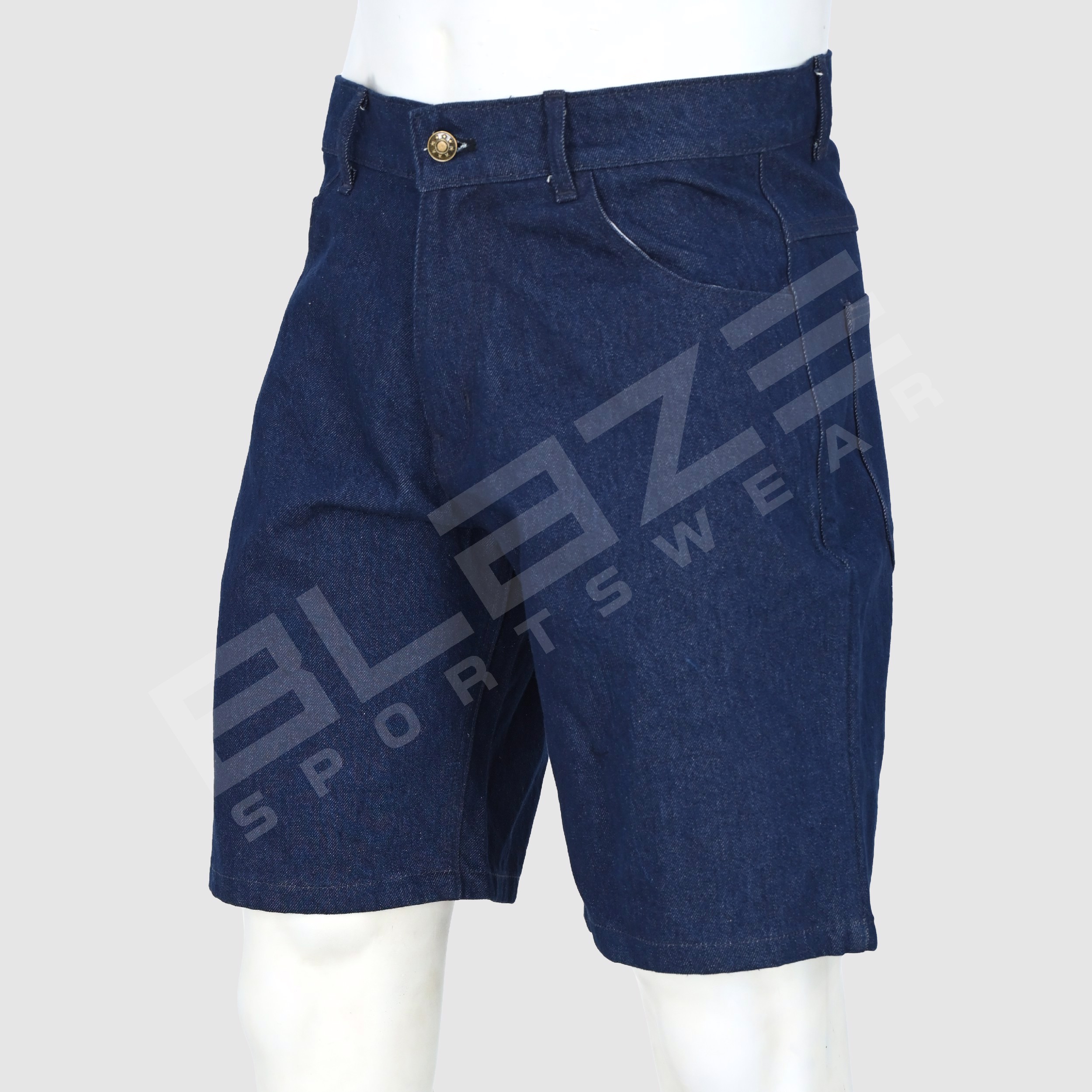 Custom Men's Retro Streetwear Shorts Blue Knee-Length HIGH STREET Cargo Denim with Distressed 