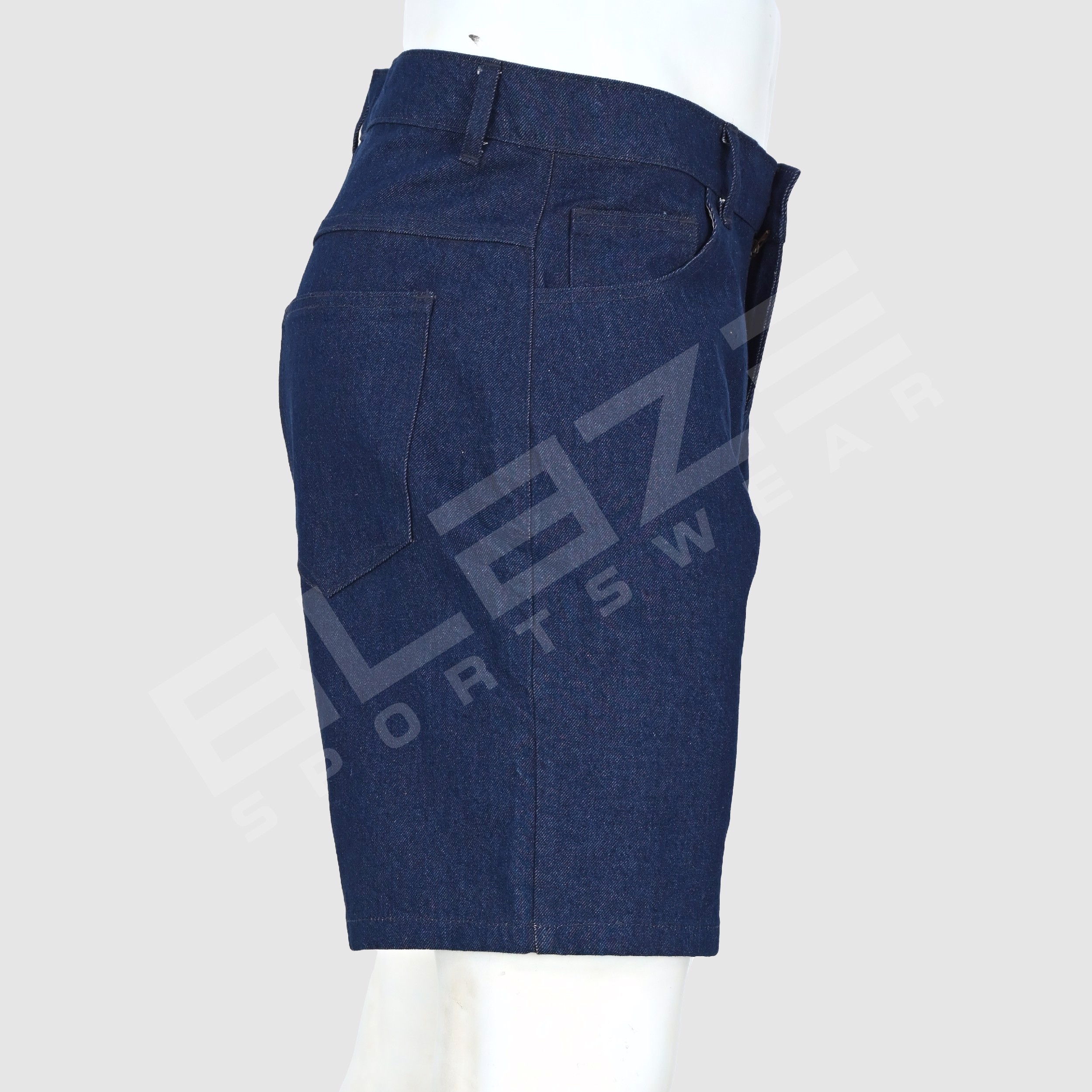 Custom Men's Retro Streetwear Shorts Blue Knee-Length HIGH STREET Cargo Denim with Distressed  - view 2