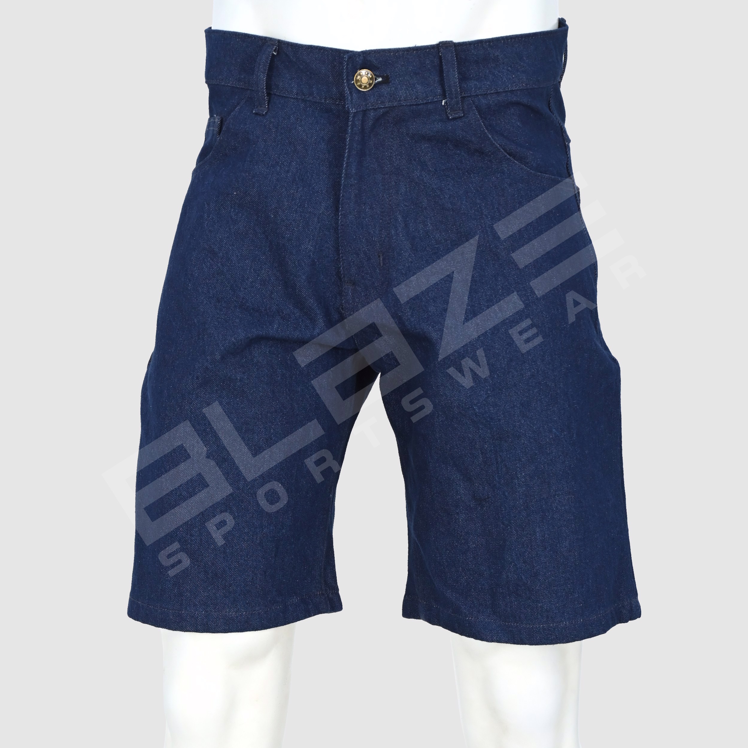 Custom Men's Retro Streetwear Shorts Blue Knee-Length HIGH STREET Cargo Denim with Distressed  - view 3