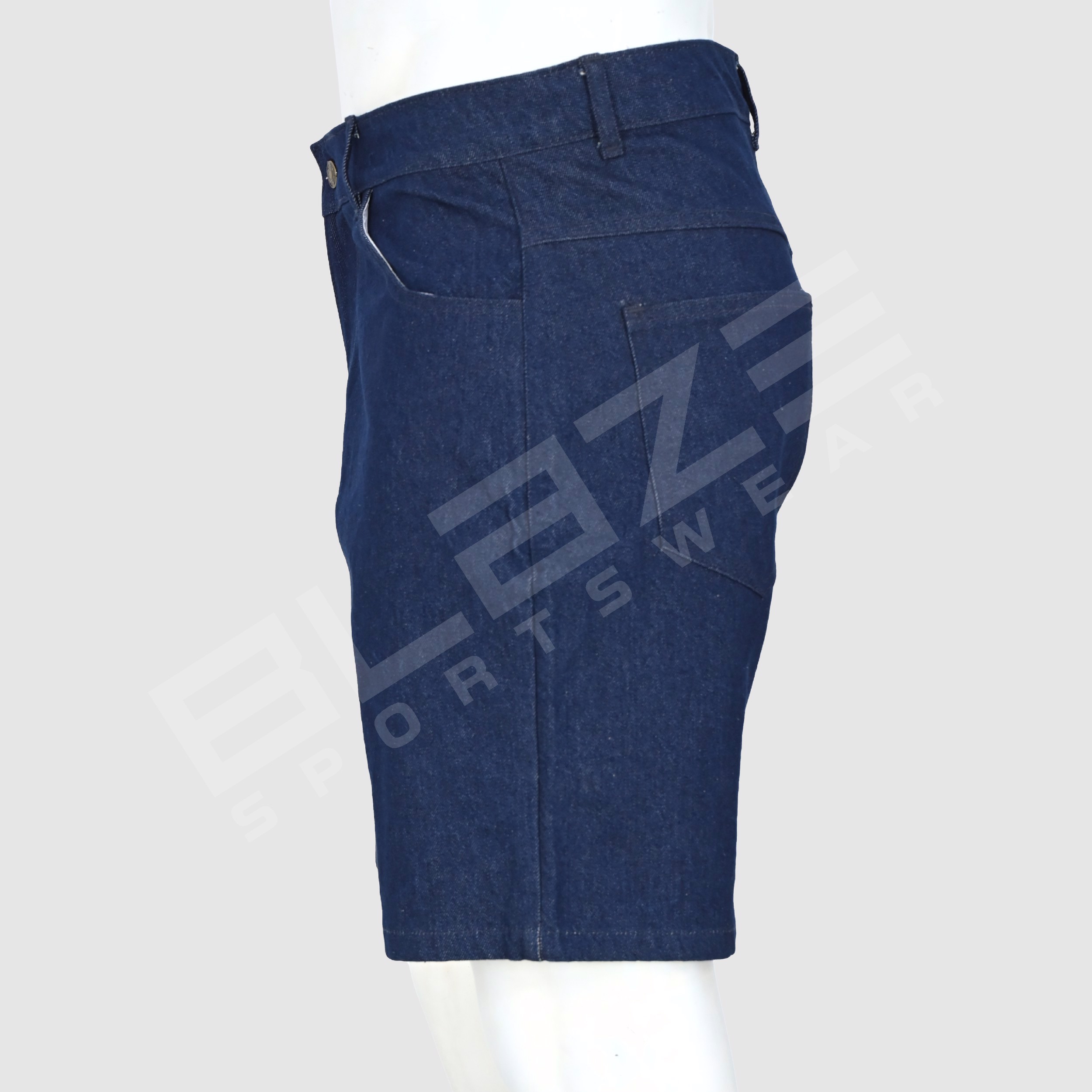 Custom Men's Retro Streetwear Shorts Blue Knee-Length HIGH STREET Cargo Denim with Distressed  - view 4