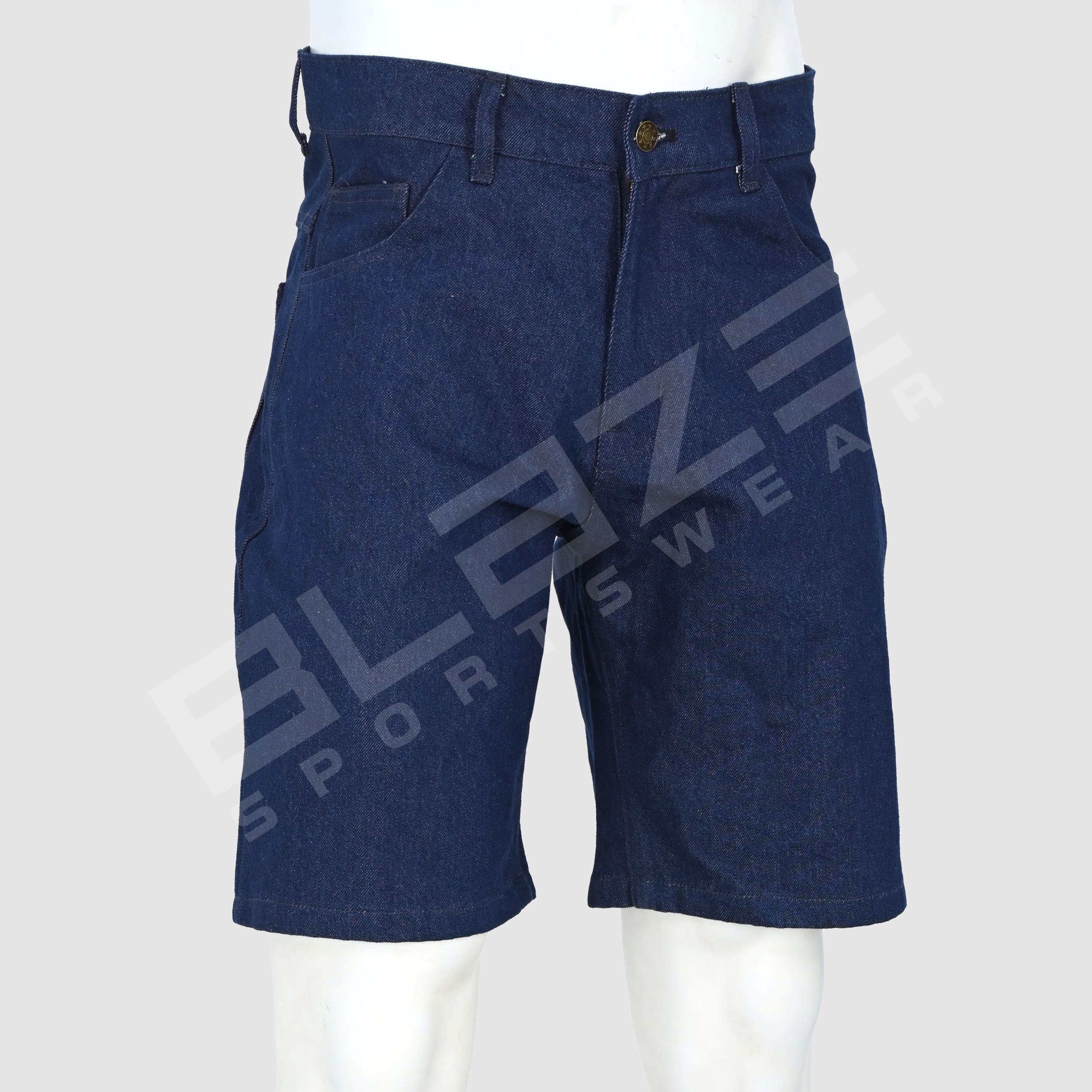 Custom Men's Retro Streetwear Shorts Blue Knee-Length HIGH STREET Cargo Denim with Distressed  - view 5