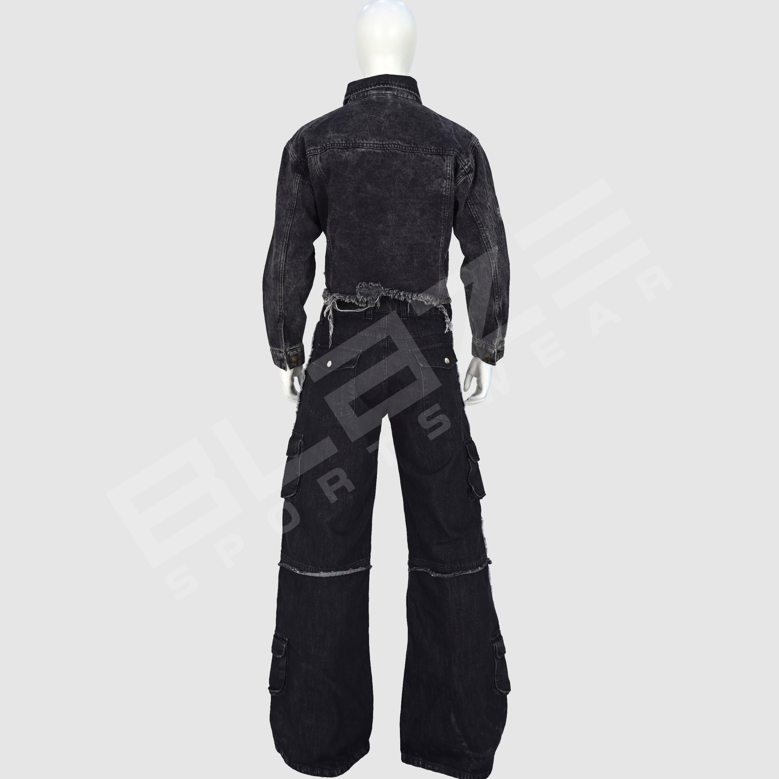 OEM Women's Plus Size Straight Cut Distressed Light Mid Streetwear Denim Set HighQuality Baggy Cargo - view 6
