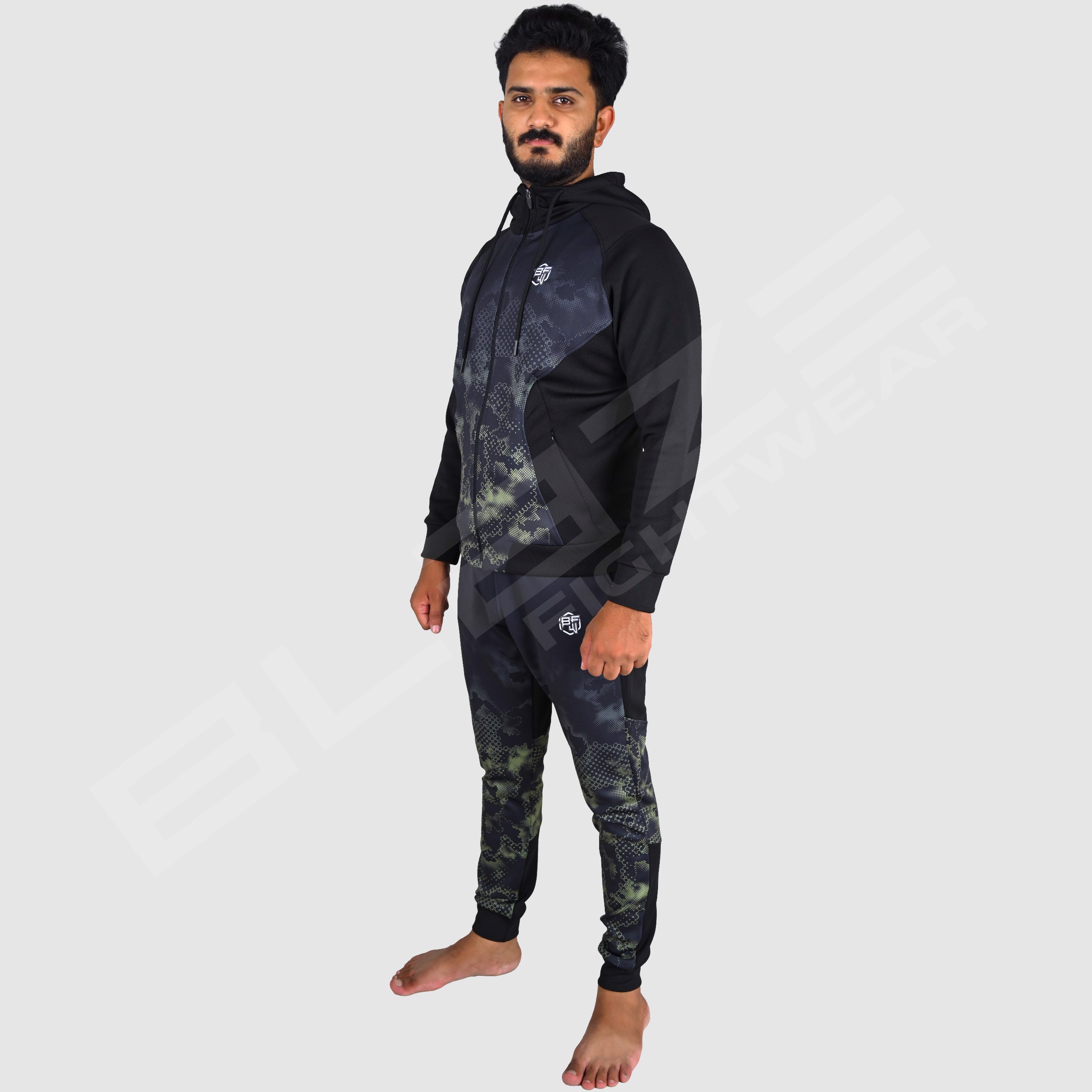 Custom Design Men's Tracksuit  Fashion Slim Fit Design with custom Panel on Sleeve  Print OEM  - view 11