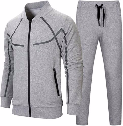 Men's Casual Tracksuit Set Long Sleeve Full-Zip Running Jogging Athletic Sweat Suits