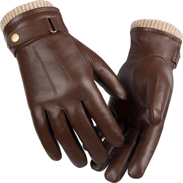 Fashion Leather Glove Winter Premium Sheep Leather with Rib Inside Cuff