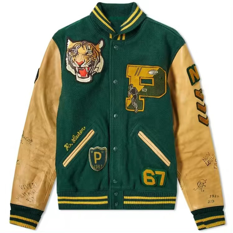 High Quality  Men Varsity Jacket Men Chenille Embroidery Leather Sleeves Custom Letterman 