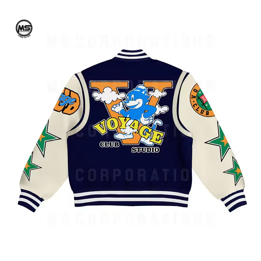 Custom Logo Varsity Jacket Leather Sleeves Embroidery Black Couple College Baseball Jacket
