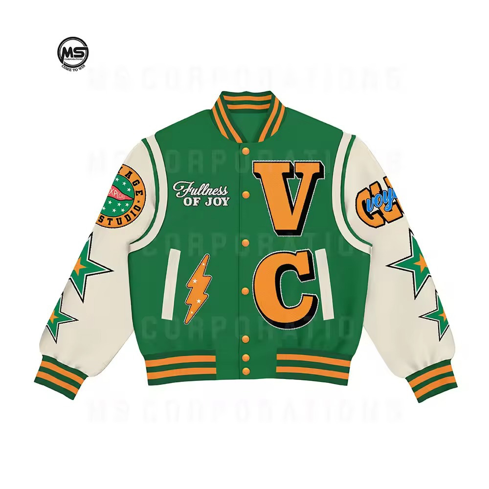Custom Logo Varsity Jacket Leather Sleeves Embroidery Black Couple College Baseball Jacket - view 3