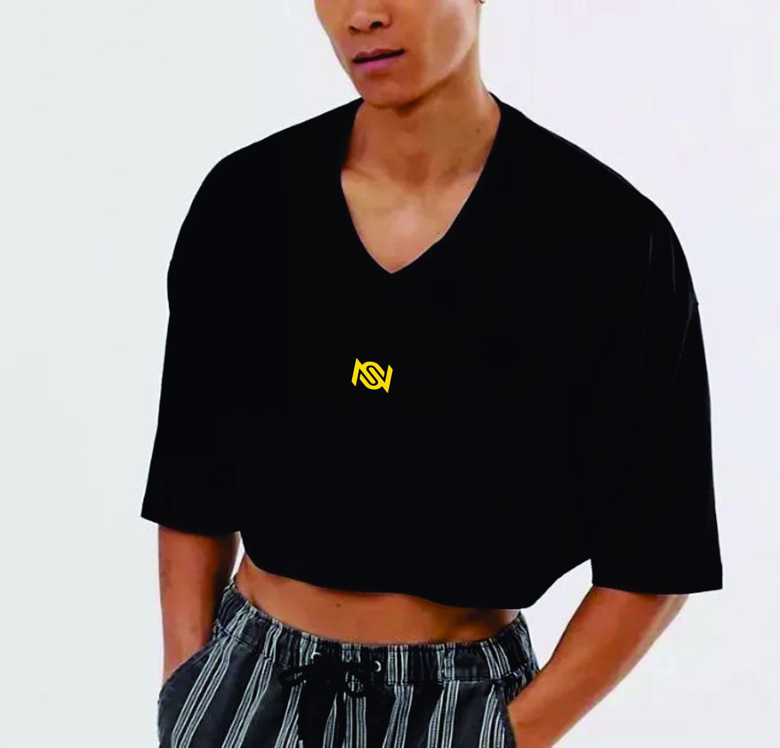 Men V Neck Crop Top, Solid Tank Crop Top