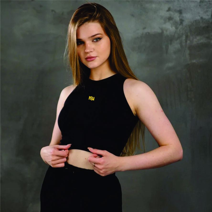 Black sleeveless top, women crop top, sport top for ladies
