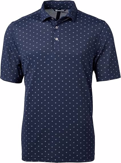  Pique Tile Print Recycled Mens Big & Tall Polo - view 2