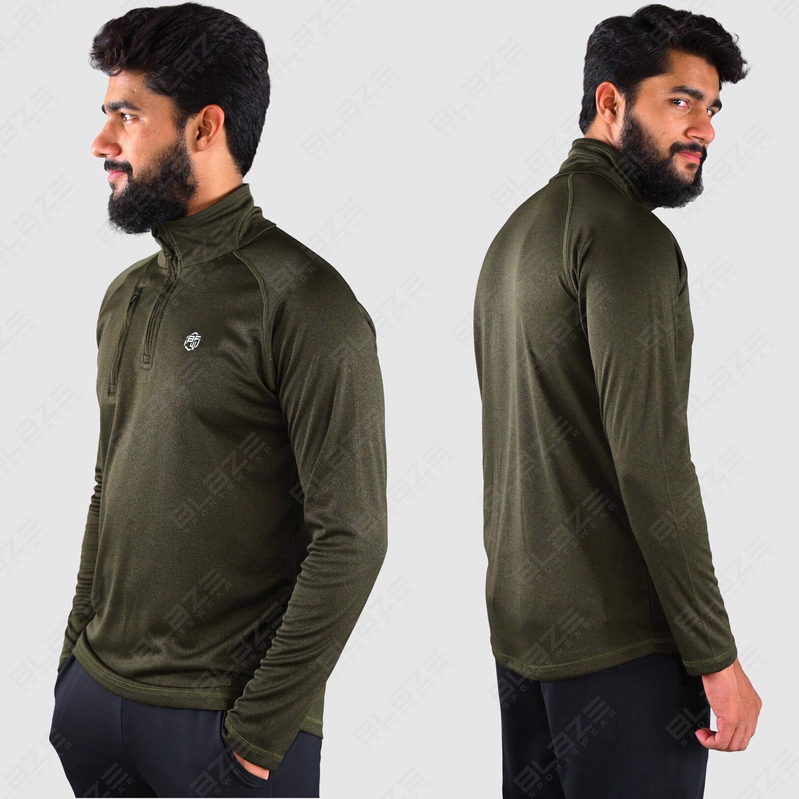 Customized Workout Quarter Zipper Running Tshirts Quick Dry Running shirt Custom Long Sleeve Running