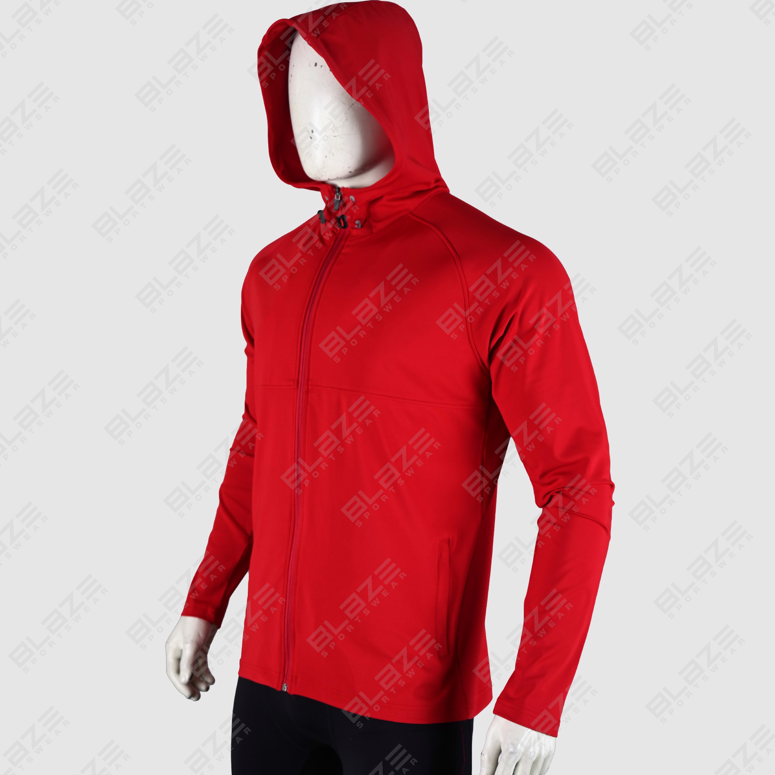 New Custom Design Logo Mens  Fashion Long Sleeve Red Blank zipper Cotton Hoodie Quantity Print OEM  - view 2