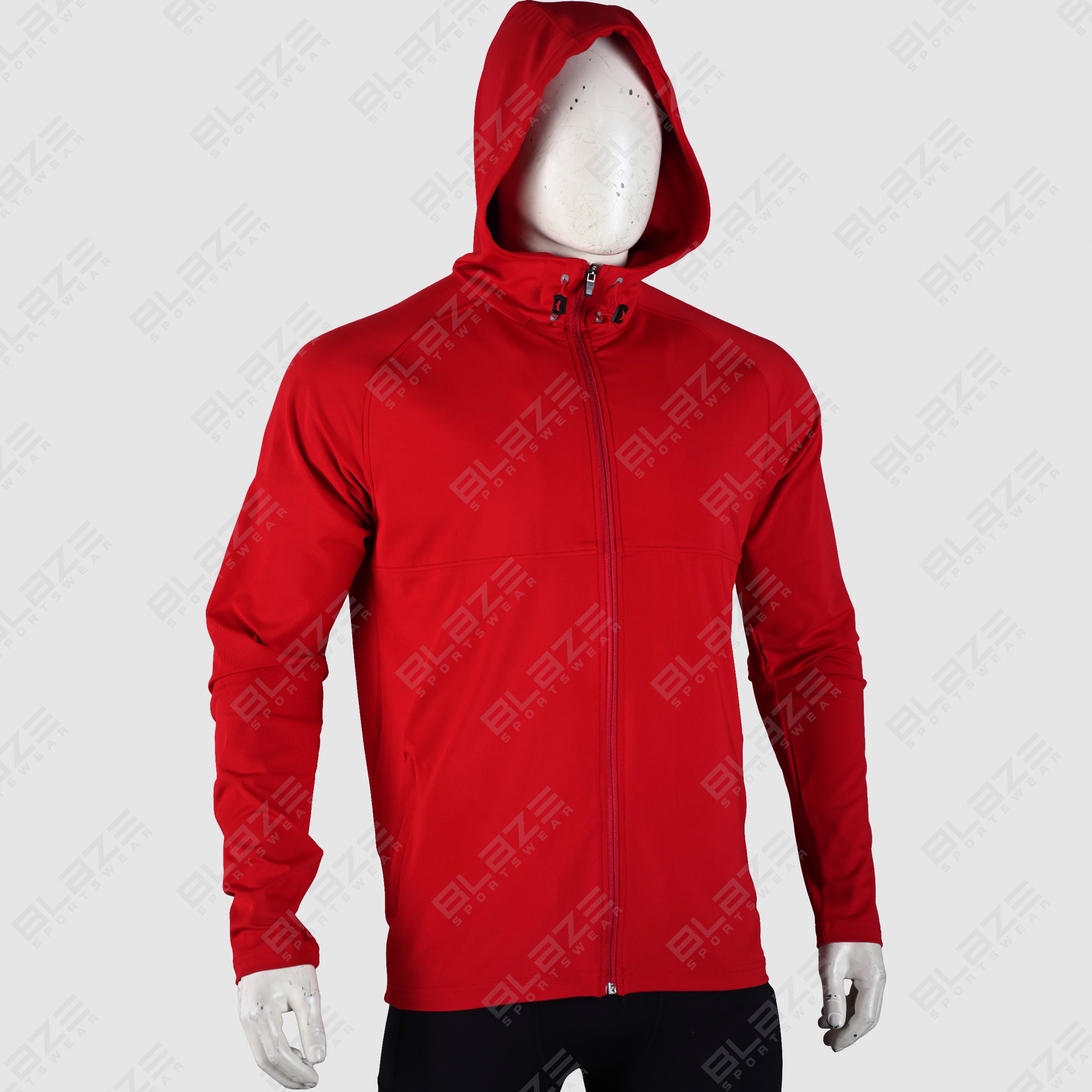 New Custom Design Logo Mens  Fashion Long Sleeve Red Blank zipper Cotton Hoodie Quantity Print OEM  - view 5