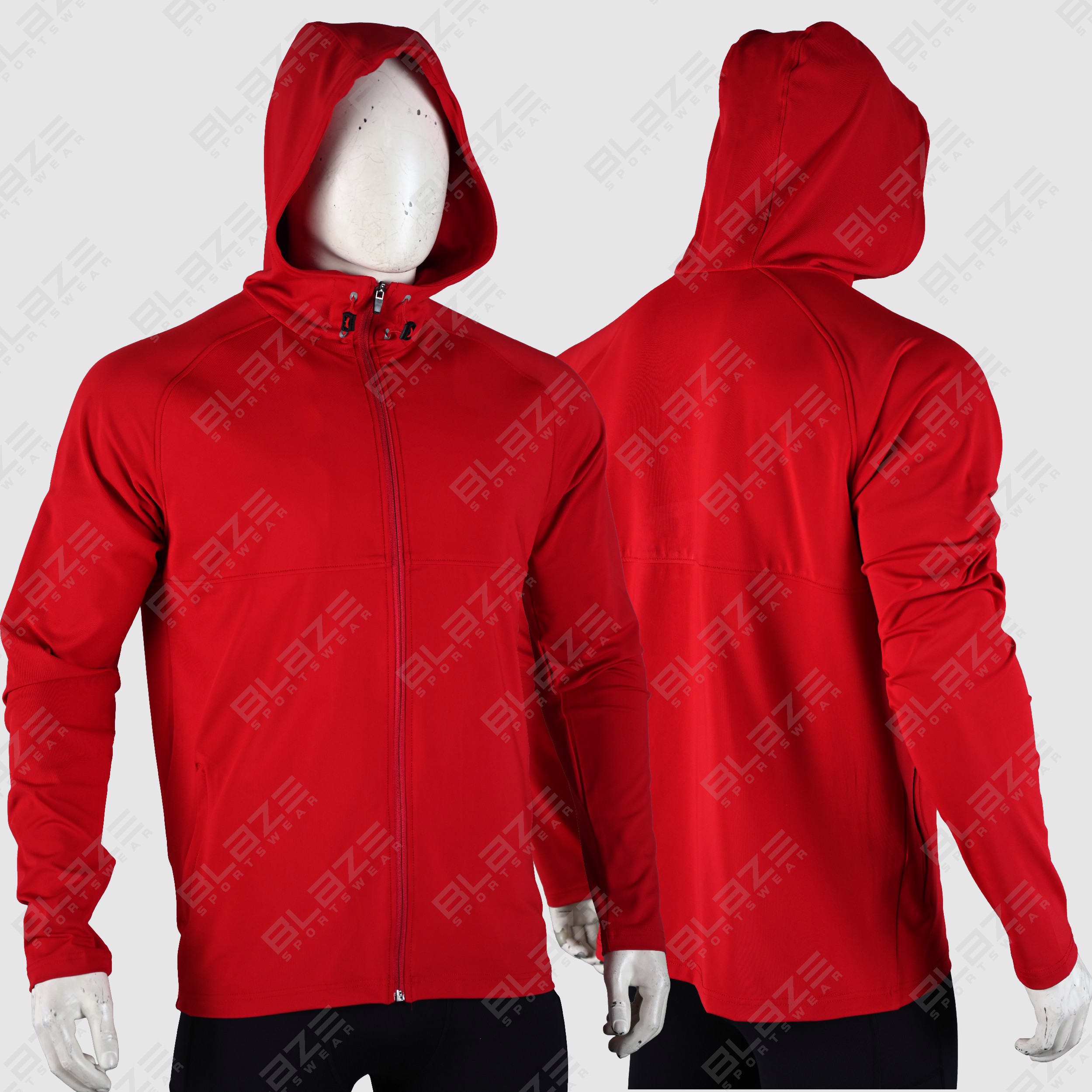 New Custom Design Logo Mens  Fashion Long Sleeve Red Blank zipper Cotton Hoodie Quantity Print OEM  - view 7