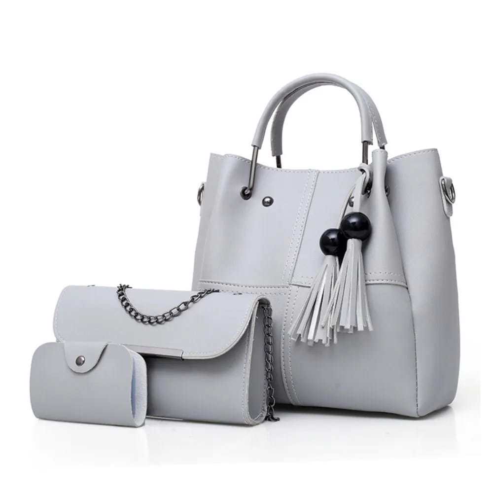 Shoulder Bag For Women Three Pieces Handbag Make-up Pouch Pure Soft & Leather Bag Crossbody
