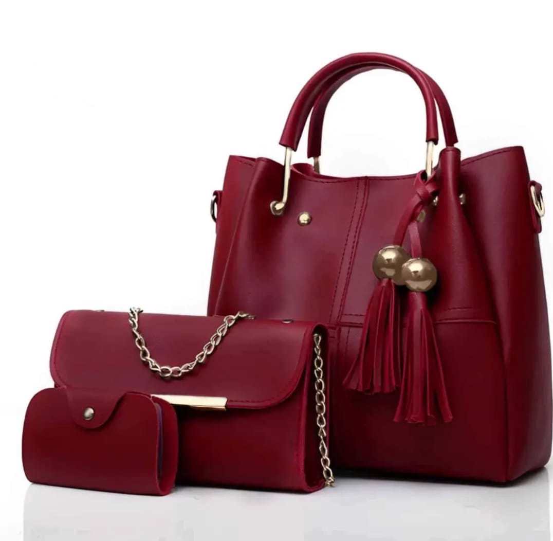 Shoulder Bag For Women Three Pieces Handbag Make-up Pouch Pure Soft & Leather Bag Crossbody - view 4