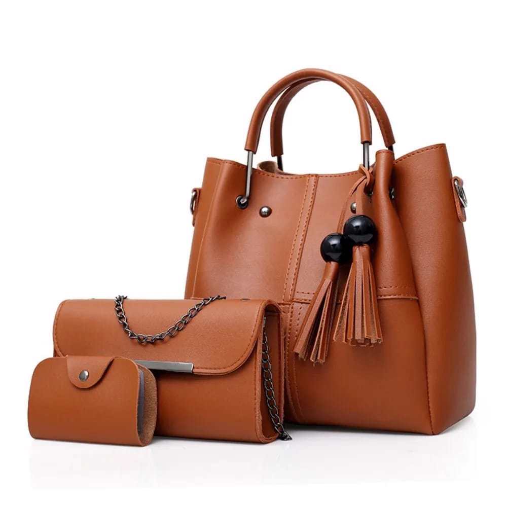 Shoulder Bag For Women Three Pieces Handbag Make-up Pouch Pure Soft & Leather Bag Crossbody - view 6
