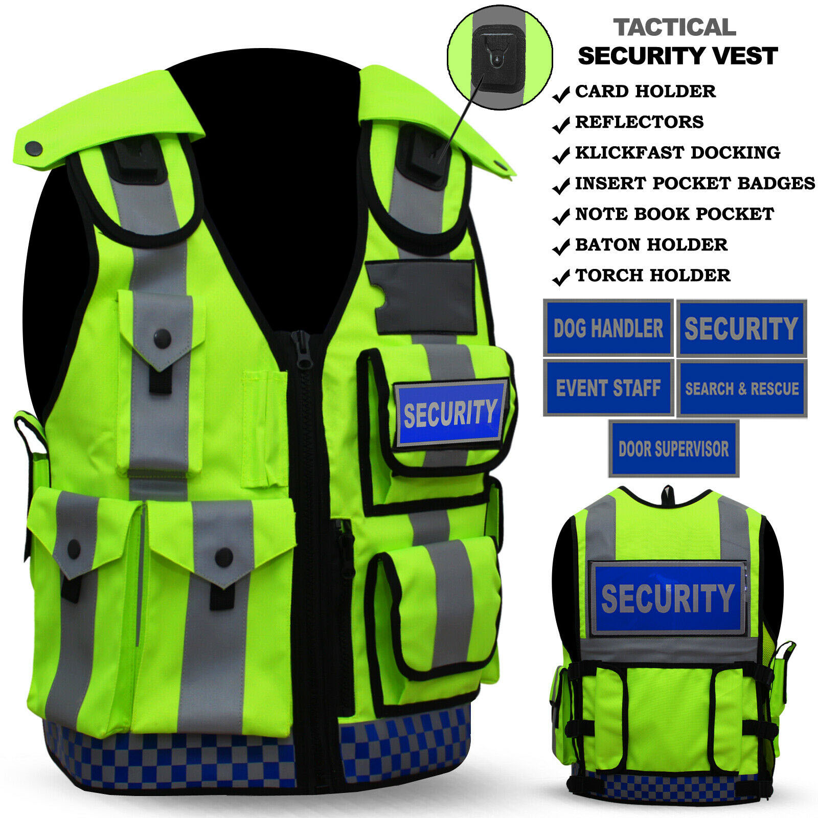 Security & Dog Handler Vests Safety Clothing Reflective Back Pocket DEESHA  - view 2