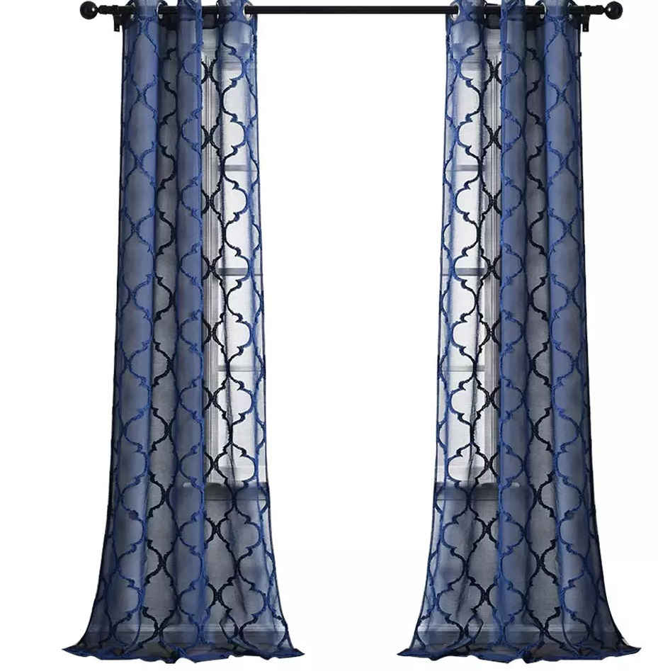 Stylish Luxury Hotel Cafe Window Embroidered Custom Color Curtains
