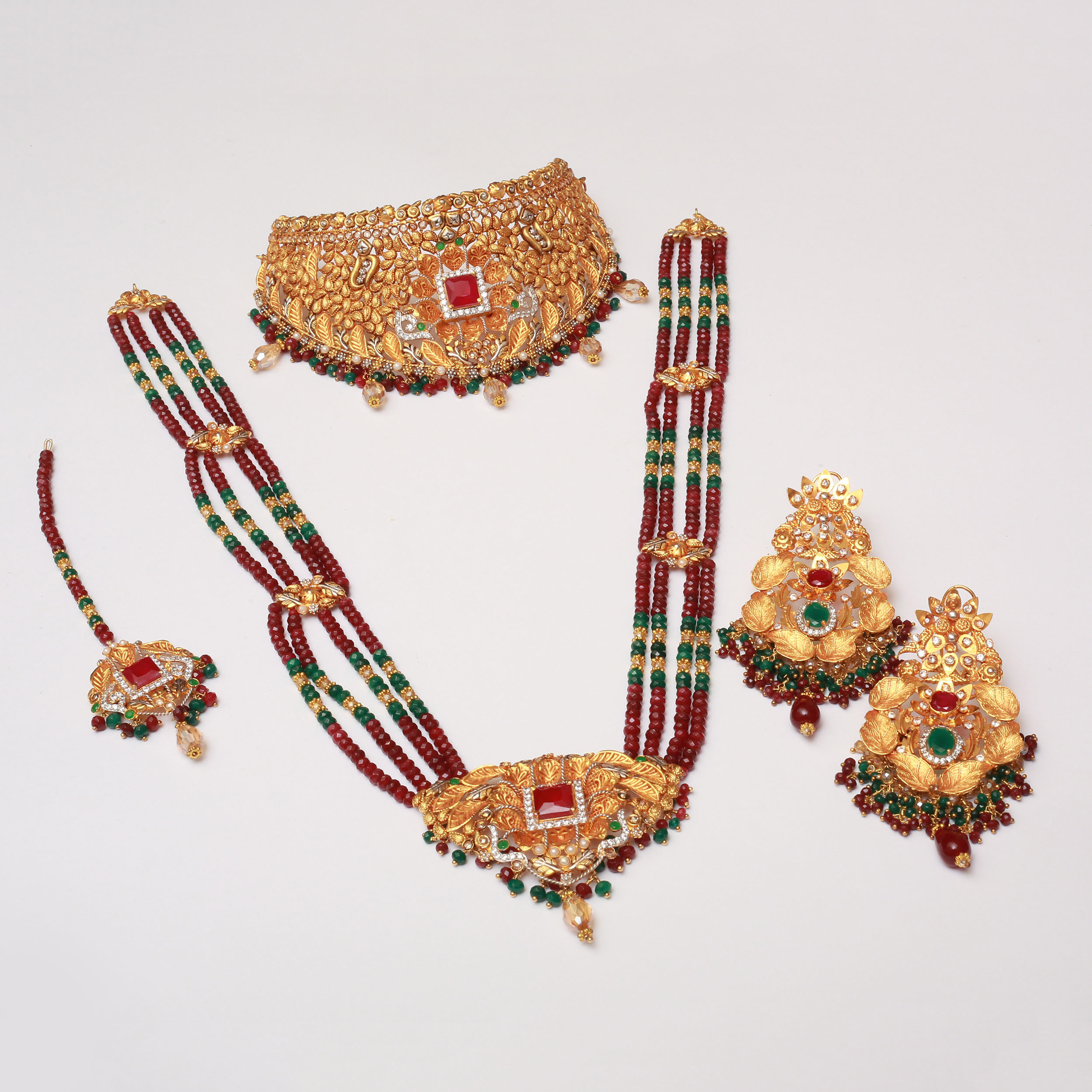 Necklace Set With Earrings Tika  Mala