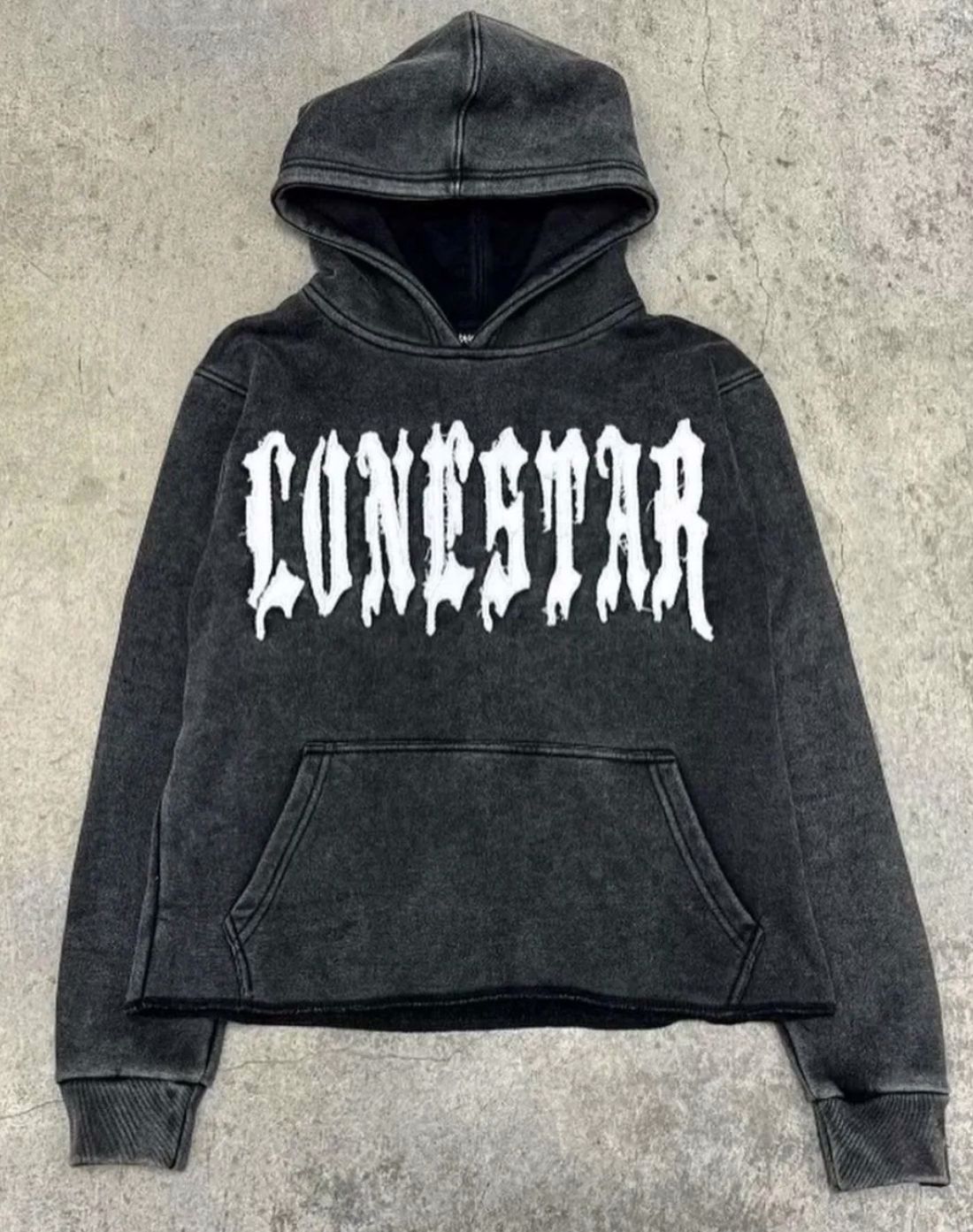Hoodie with distressed embroidery 