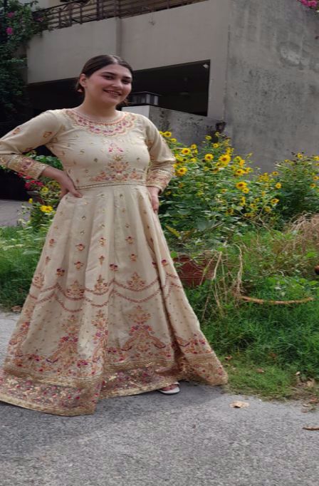 Silk embroidered  Medium Sizes  Maxi Long Dress Available At Affordable Price