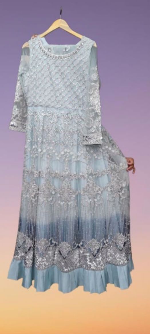  2 Piece Women Fancy Net embroidered Bridal /Party Wear Maxi Long Dress - view 2