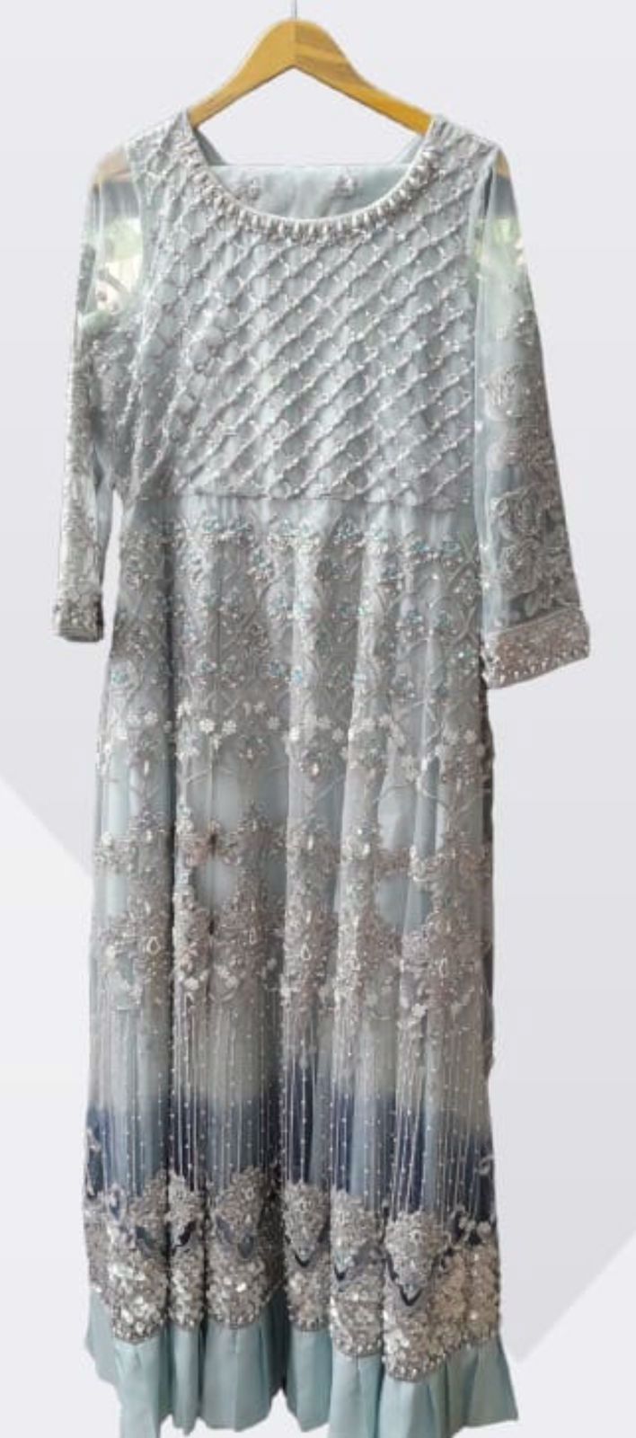  2 Piece Women Fancy Net embroidered Bridal /Party Wear Maxi Long Dress - view 3