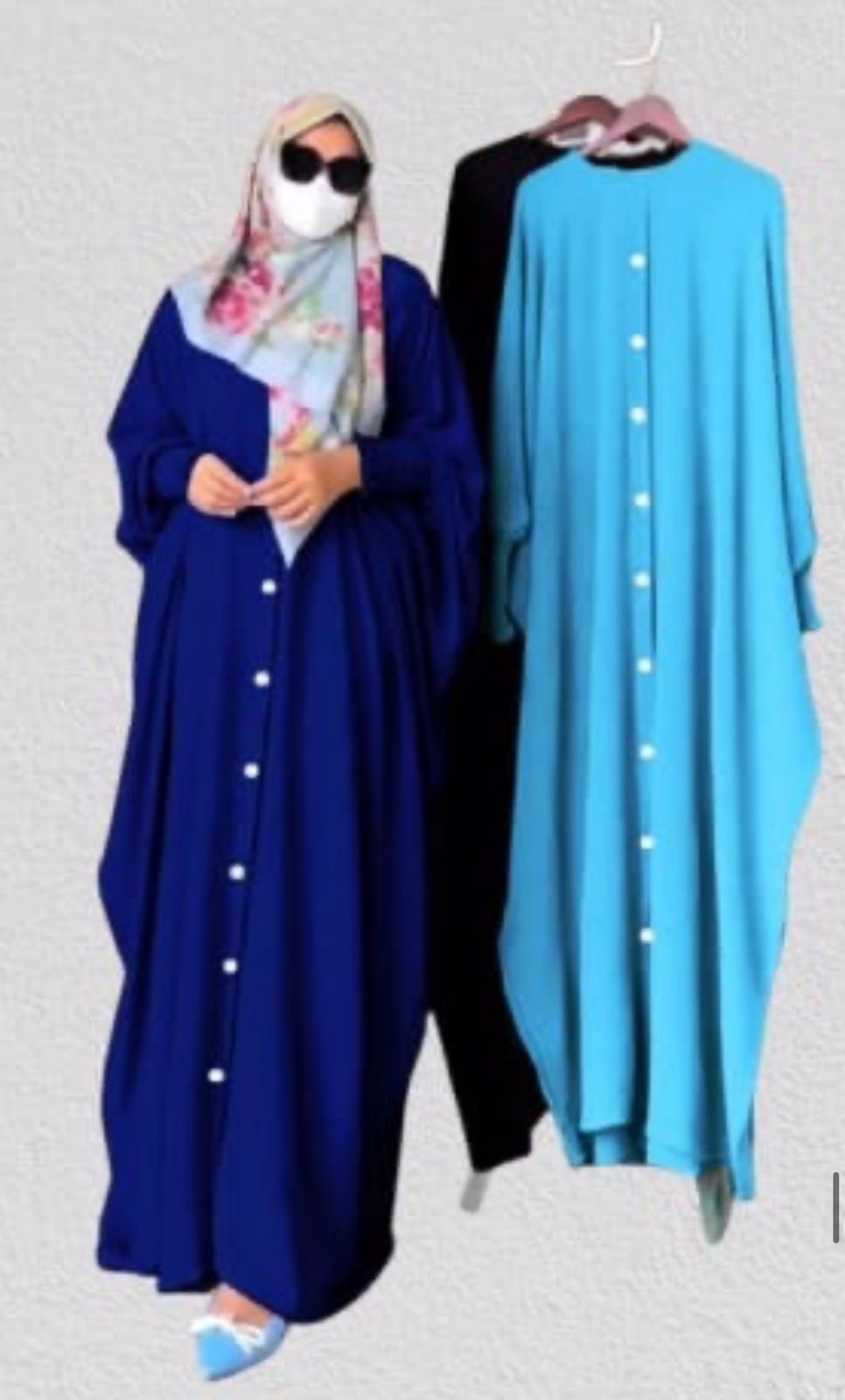Ladies Abaya Without Embroidery Front Open With Buttons Or Pearls
