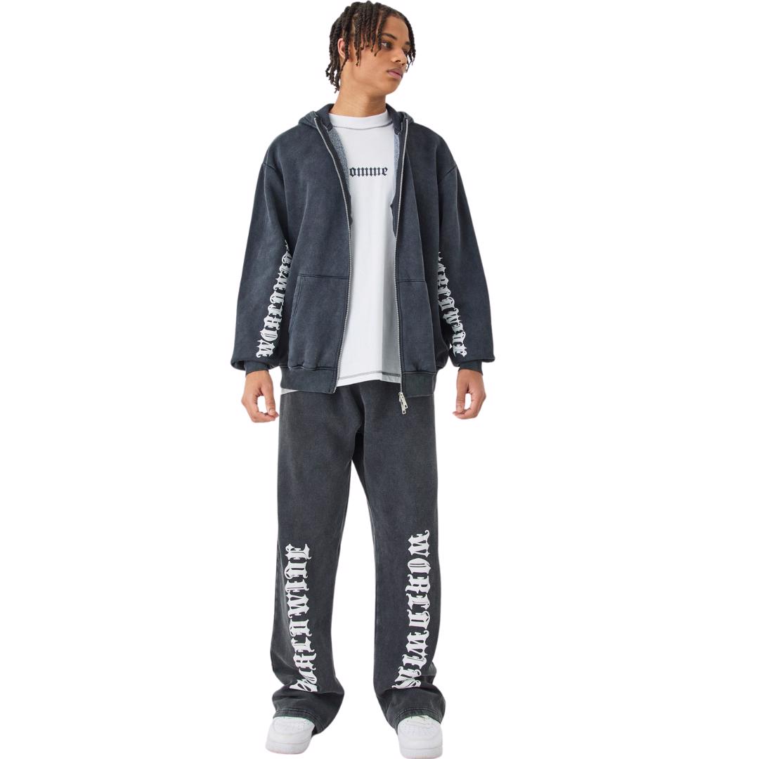 Custom Printing & Acid Wash Men's Tracksuit 2 pieces Sets Street wear High Quality Sweat Suits