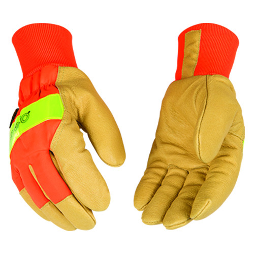 Hi-Vis Lined Grain cow skin Leather Palm w/Knit Wrist