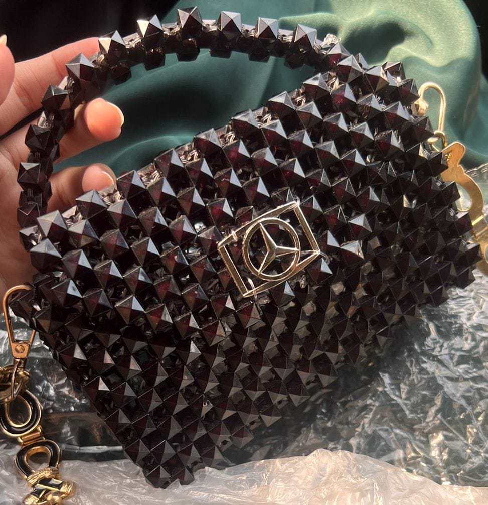 Elegant Black Beaded Handbag - view 2