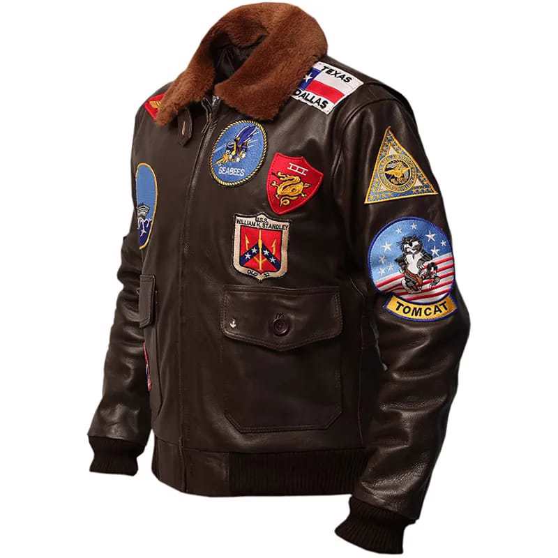 Tom Cruise Maverick Top Gun Dark Brown Leather Jacket - view 2
