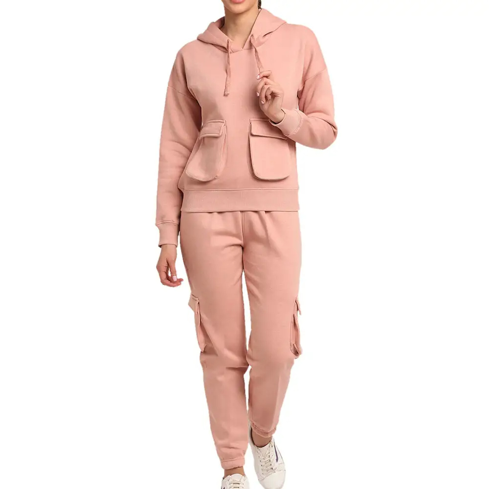  Women's High Waist Crop Tops Pullover Hoodies Long Jogger Suit 