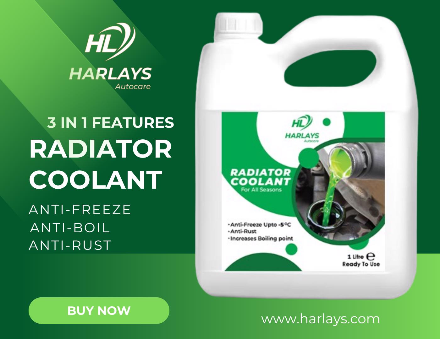 Harlays Anti-Freeze + Anti-Boil Car Radiator Coolant | Anti-Rust | Red | 1L