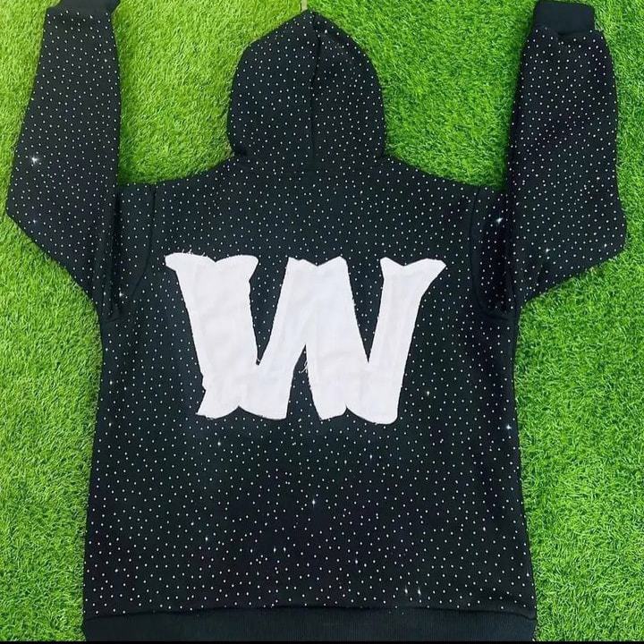Heavy weight Distressed Rhinestone Hoodie 